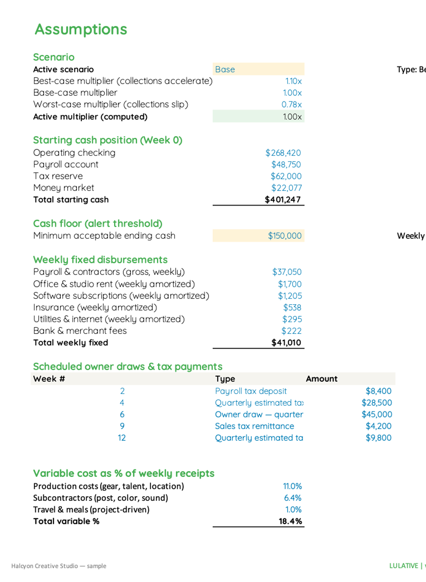 13-week cash flow forecast — first page preview