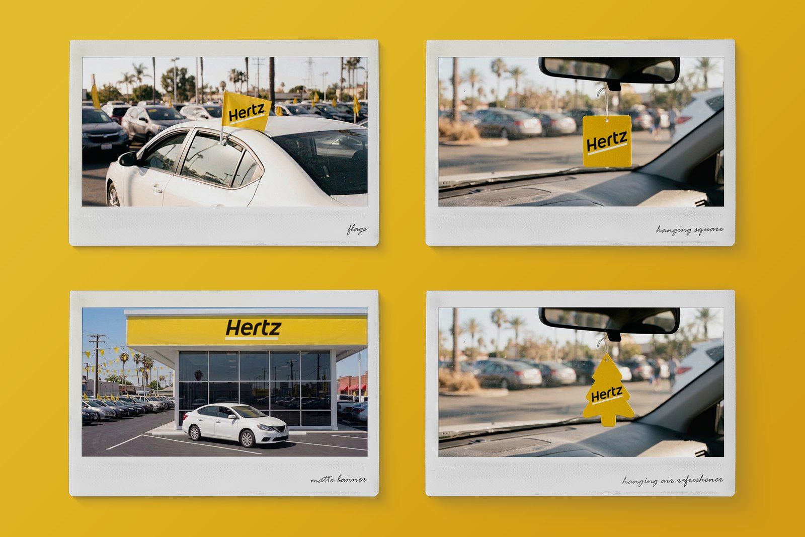 Hertz - banderas de lote, banner de frente y aromatizantes colgantes