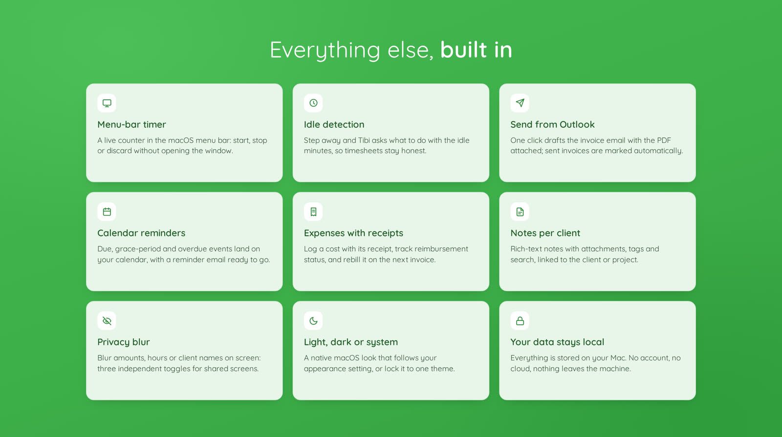 Tibi - built-in features