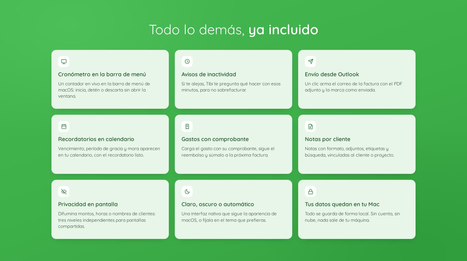 Tibi - funciones incluidas